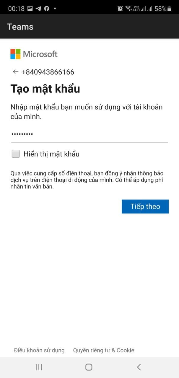 Nhập pass word