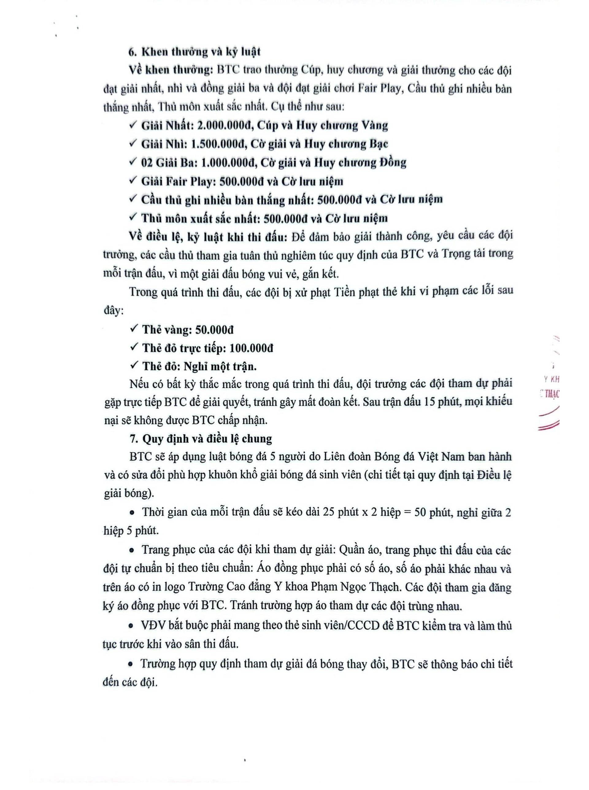 Giải b&oacute;ng đ&aacute; Trường Cao đẳng Y khoa Phạm Ngọc Thạch